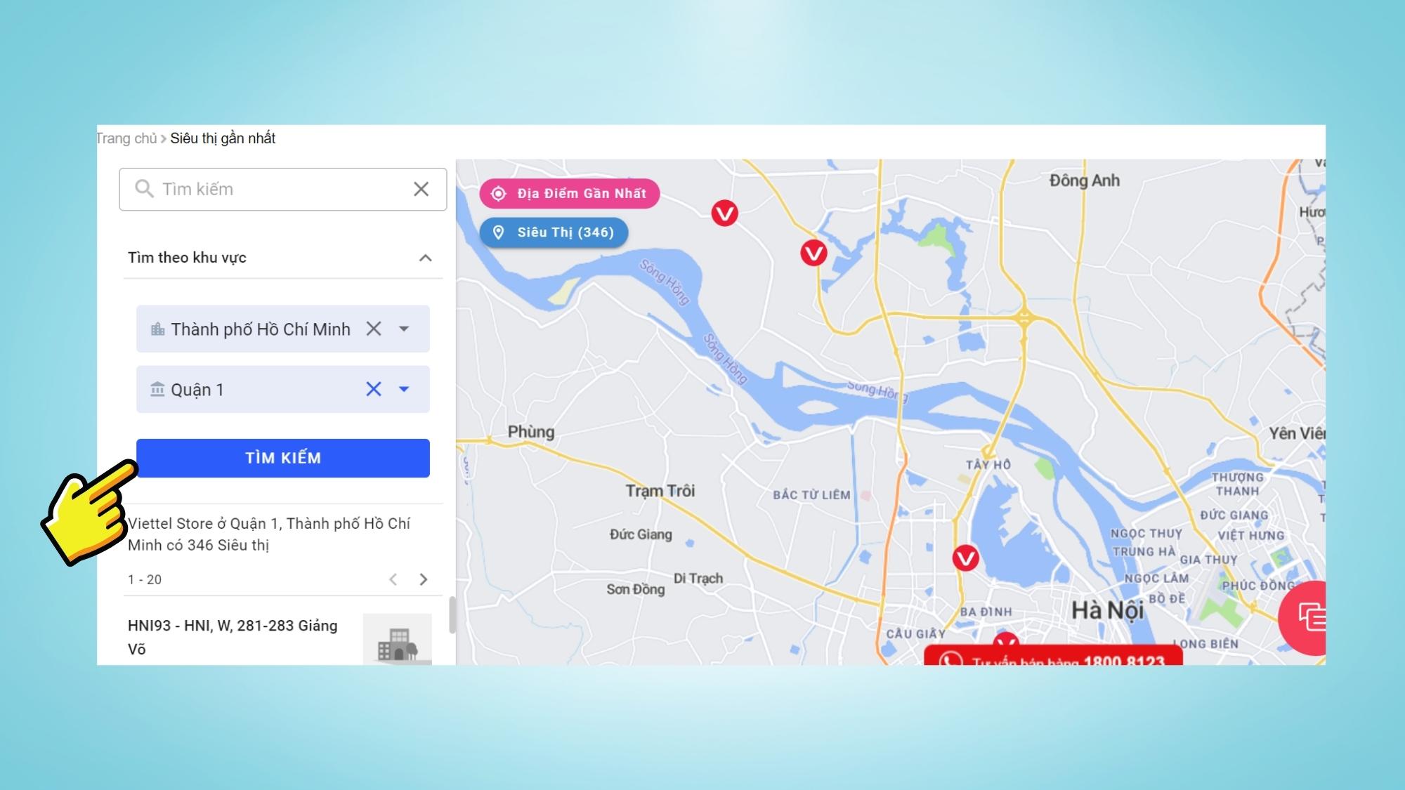 Mua trực tiếp tại hệ thống Viettel Store, đại lý phân phối sim Viettel - Bước 2