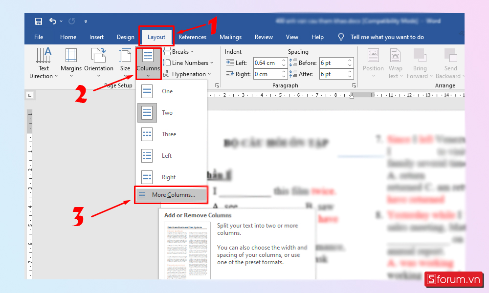 Hướng dẫn chia trang Word thành nhiều cột bước 1