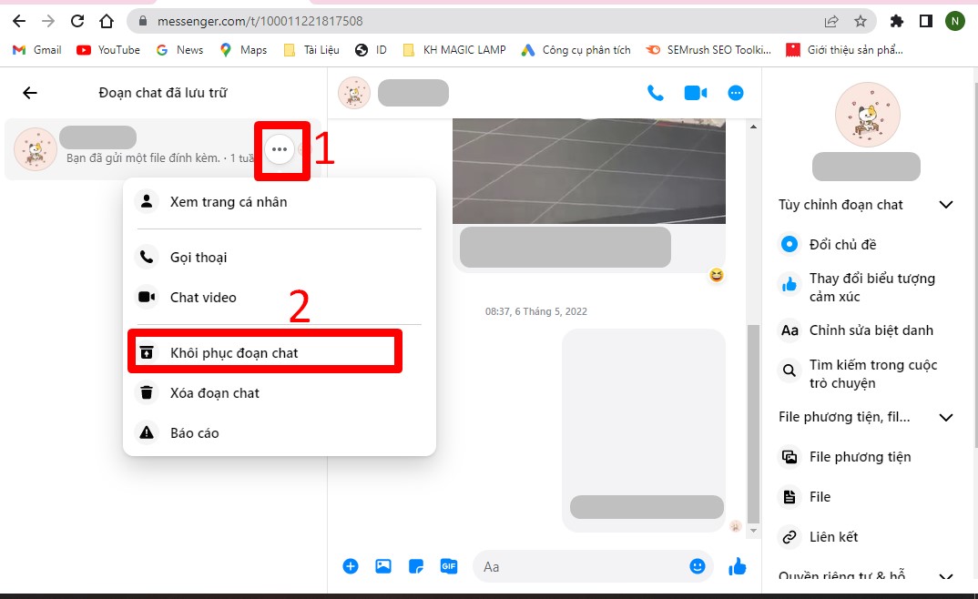 Cách lấy lại tin nhắn đã xóa trên Messenger bước 2