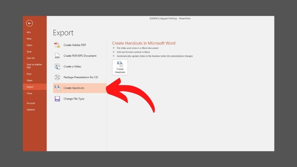 Cách chuyển nội dung file PowerPoint sang Word nhanh chóng - bước 3