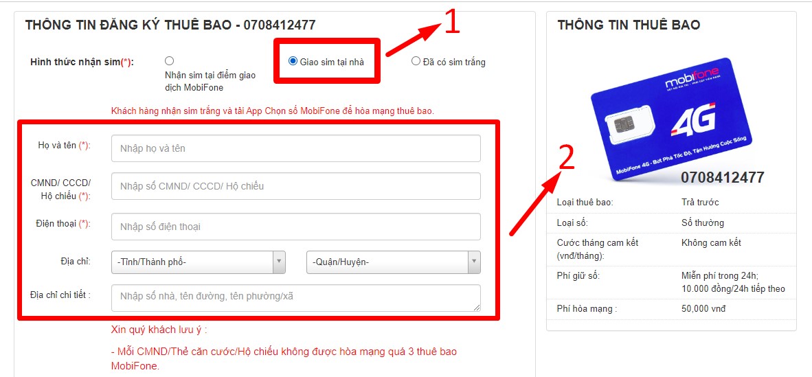 Đặt mua SIM đầu số 070 online tại nhà đơn giản bước 4
