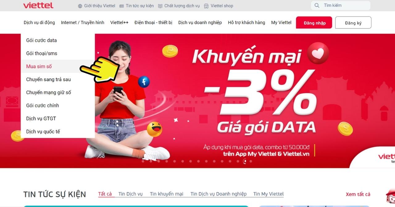 Mua Online ngay tại nhà với Vietteltelecom - Bước 2