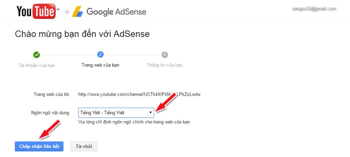 Hướng dẫn tạo lập tài khoản AdSense để bật kiếm tiền YouTubebước 2