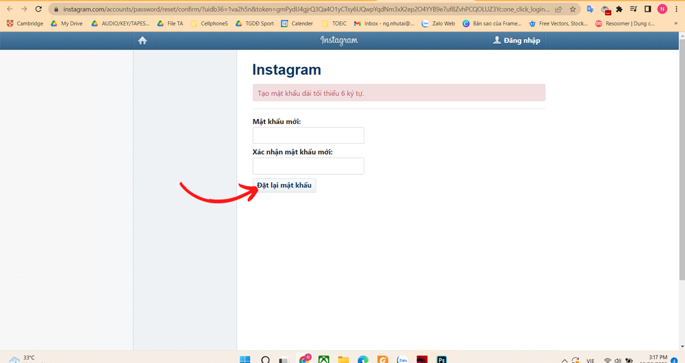 Cách lấy lại mật khẩu Instagram trên laptop - Bước 4 
