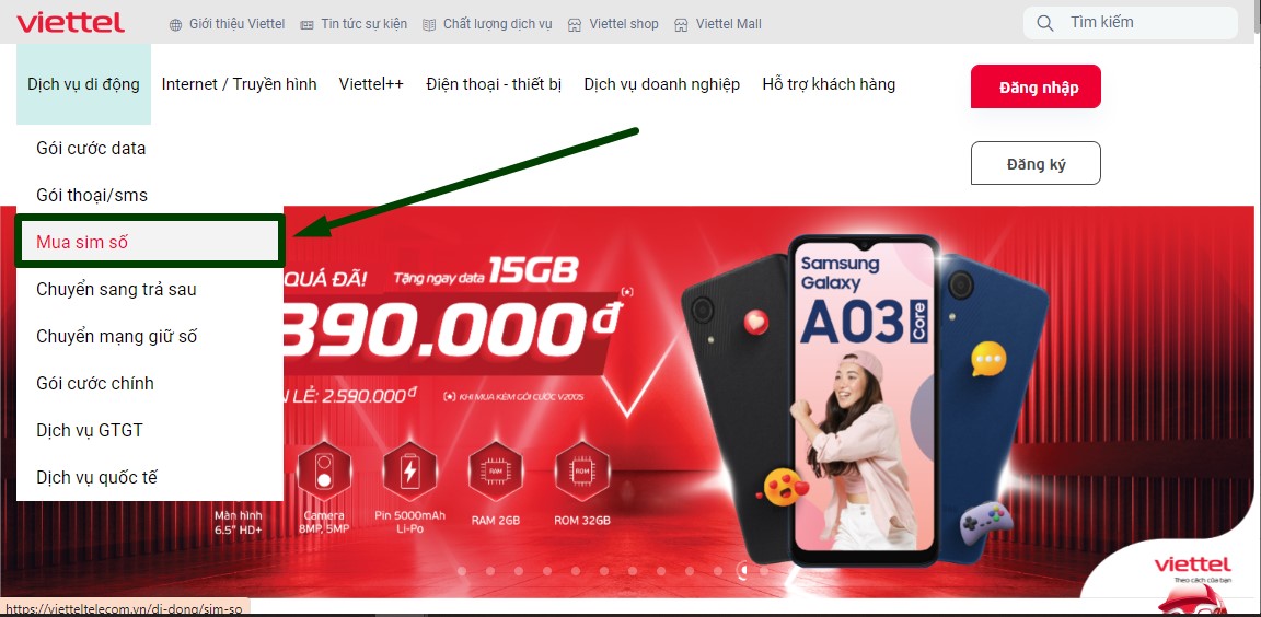 Đặt mua sim đầu số 0988 online tại nhà ở đâu? bước 1