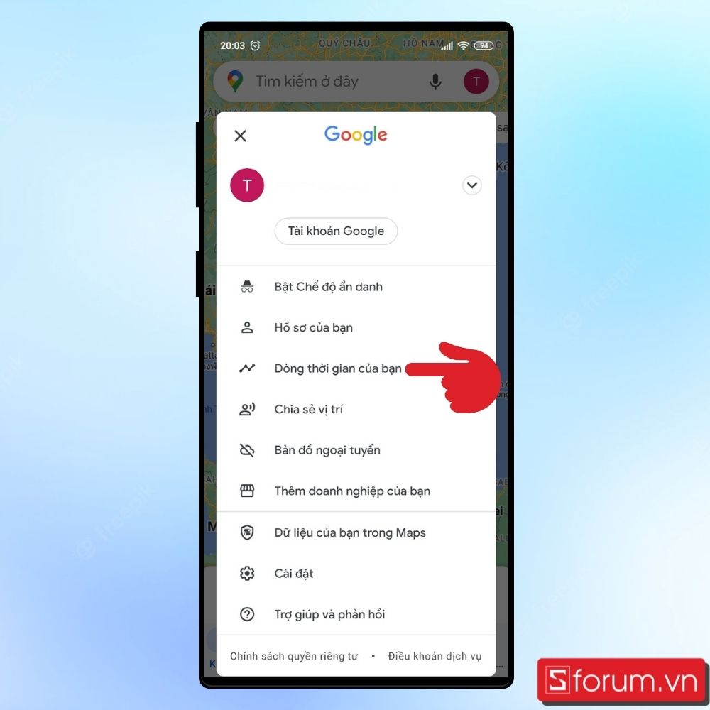 Cách xem dòng thời gian trên Google Maps - Bước 2