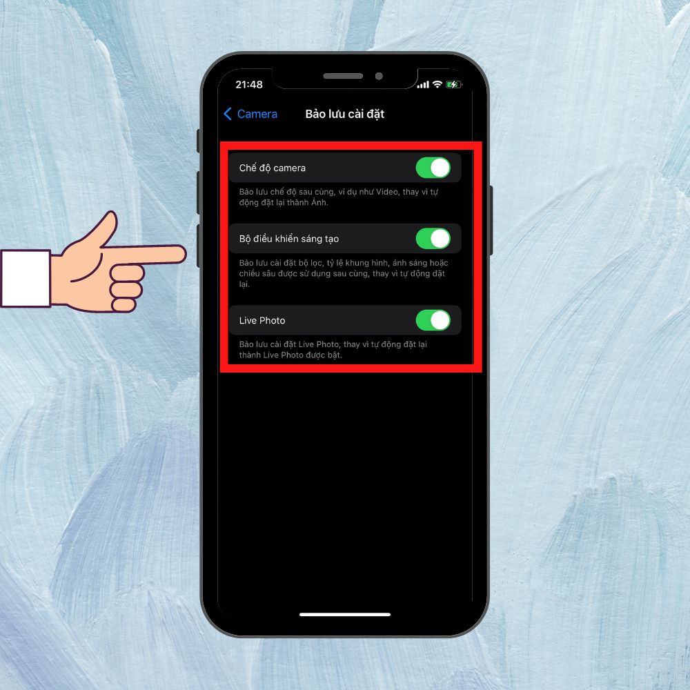 Hướng dẫn cách thay đổi chế độ máy ảnh mặc định trên iPhone bước 3