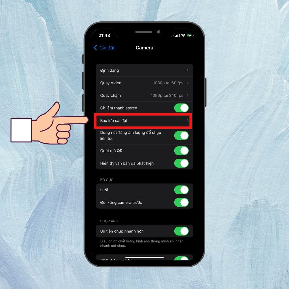 Hướng dẫn cách thay đổi chế độ máy ảnh mặc định trên iPhone bước 2