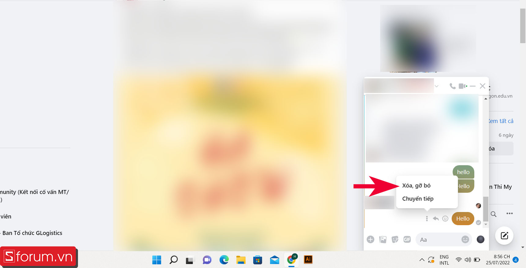 Cách thu hồi tin nhắn trên Messenger bằng máy tính - bước 3