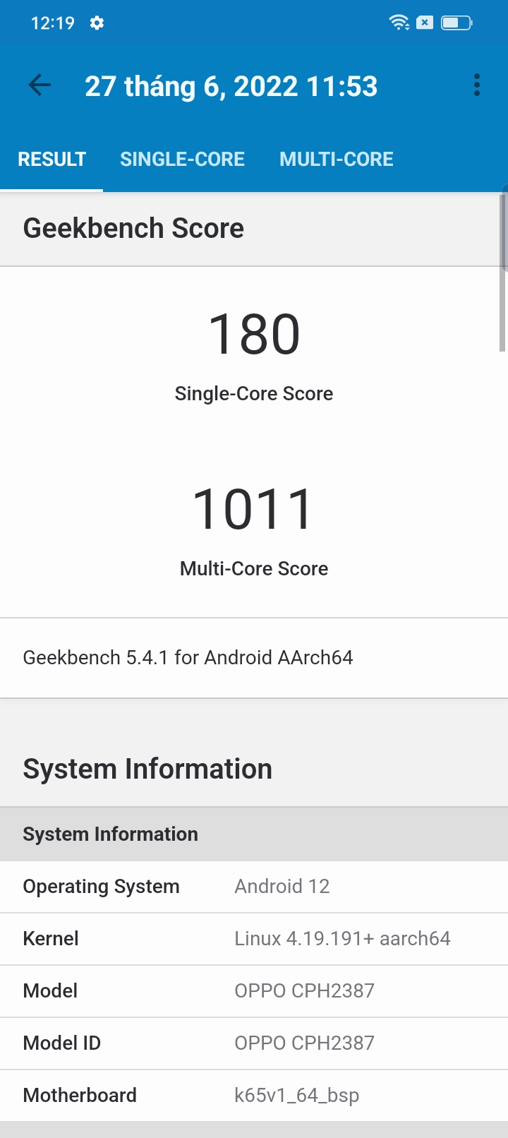 Geekbench 5 OPPO A57