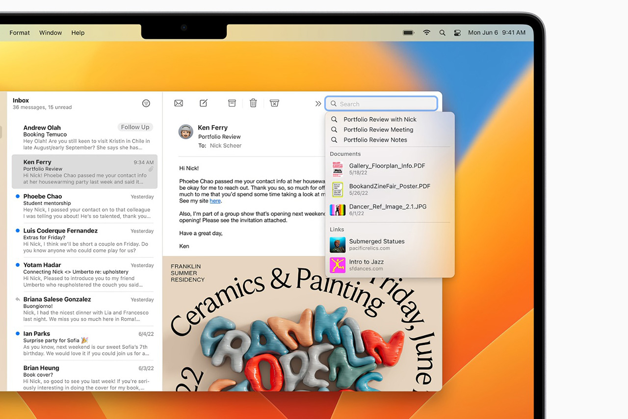 macOS Ventura email