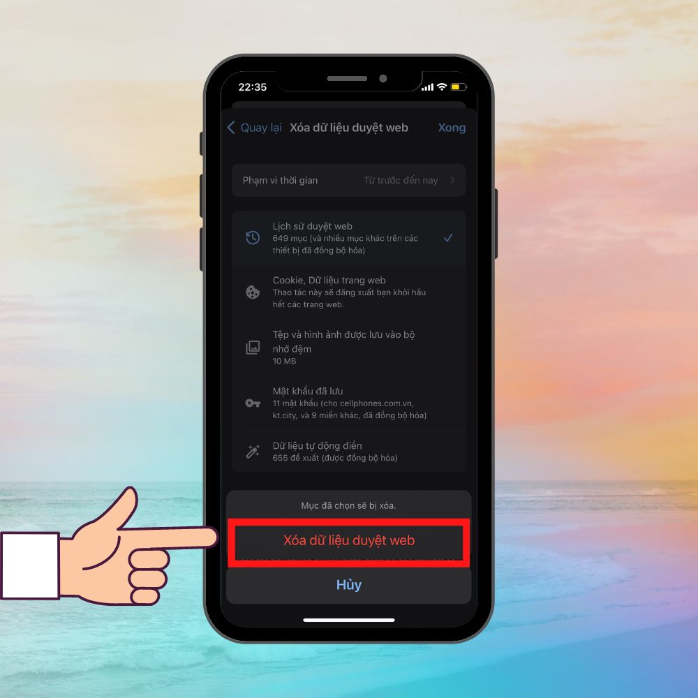 Cách xóa bộ nhớ Cache trên iPhone bằng ứng dụng Chrome 5