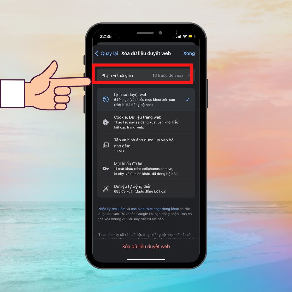 Cách xóa bộ nhớ Cache trên iPhone bằng ứng dụng Chrome 4