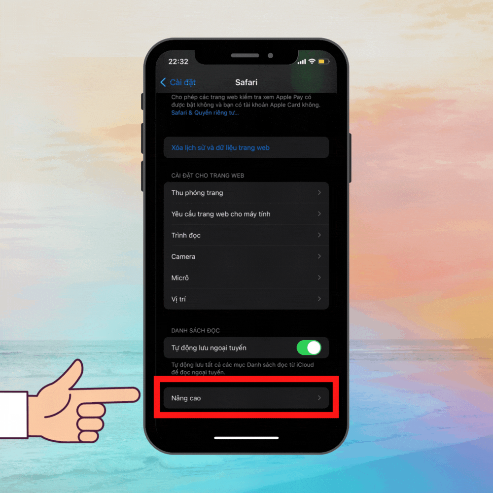 Cách xóa bộ nhớ Cache trên iPhone trong Safari 2