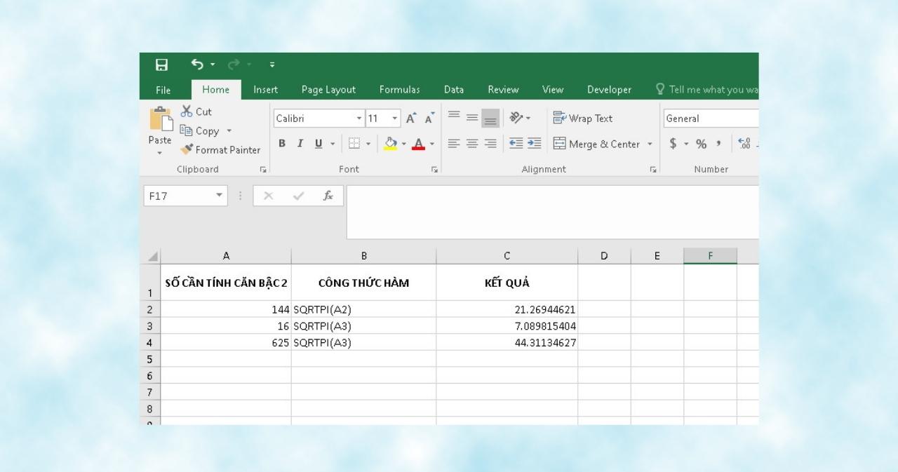 Cú pháp công thức hàm căn bậc 2 trong Excel