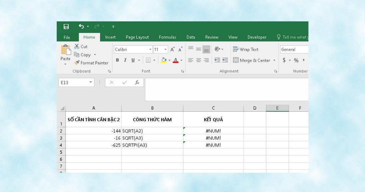 Những lưu ý, lỗi sai thường gặp khi dùng hàm căn bậc 2 trong Excel - 1