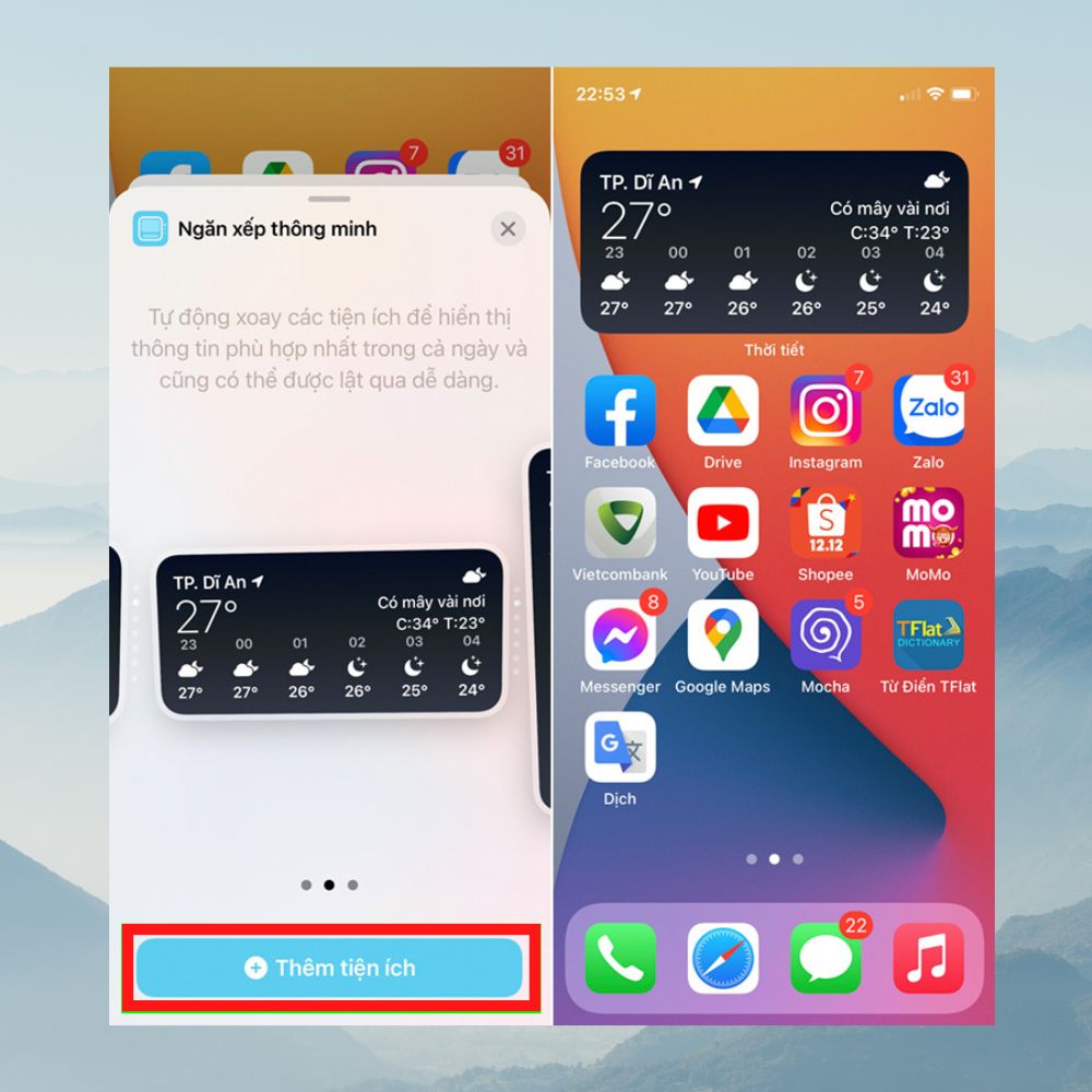 Xếp chồng những Widget trên Home Screen 3