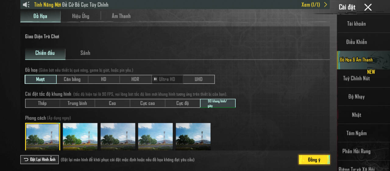 cài đặt mức đồ họa với tựa game PUPG: Mobile trên POCO X4 GT