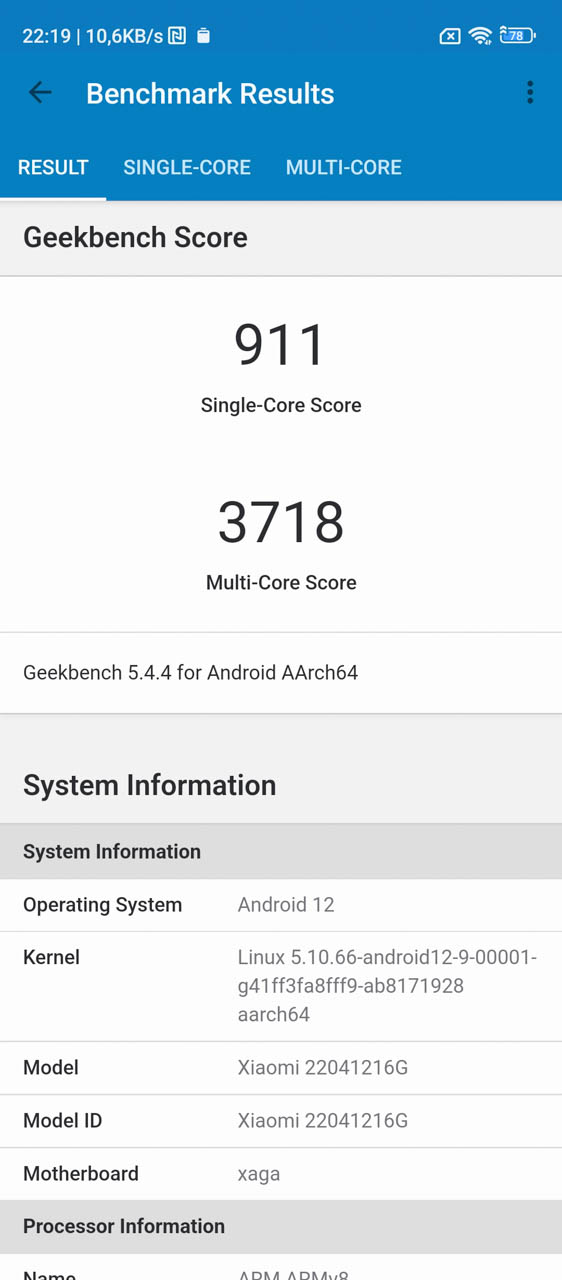 Điểm Geekbench 5 trên POCO X4 GT