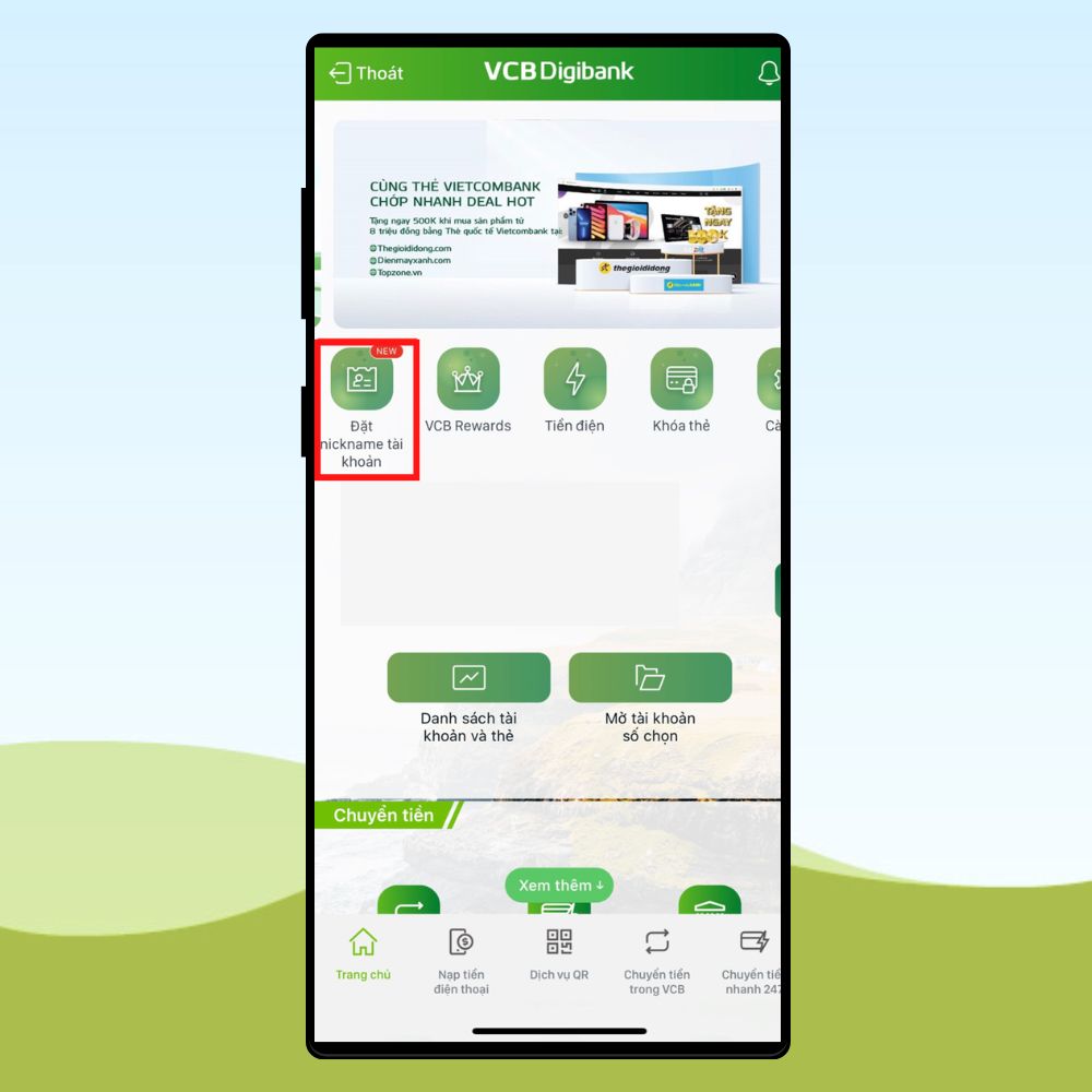Tạo nickname cho tài khoản ngân hàng Vietcombank - Hình 1