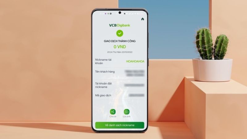 Tạo nickname cho tài khoản ngân hàng Vietcombank