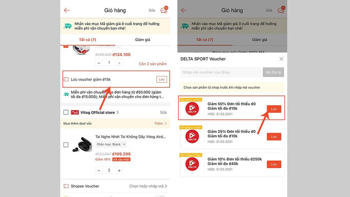 Mã voucher giảm giá từ nhà bán hàng