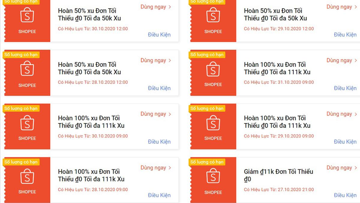 Mã voucher giảm giá từ Shopee
