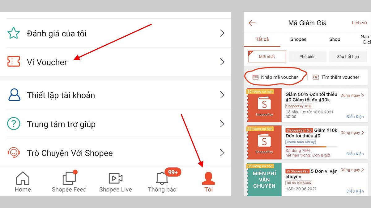 cách săn voucher tại Ví voucher Shopee
