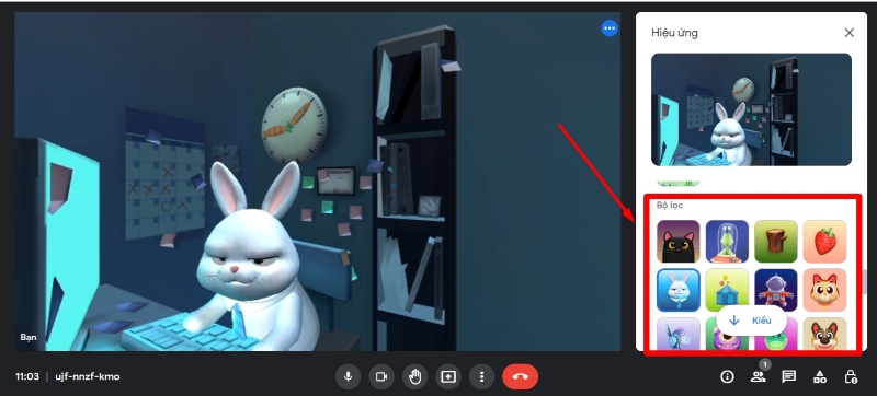 Cách sử dụng filter trên Google Meet trên máy tính 2