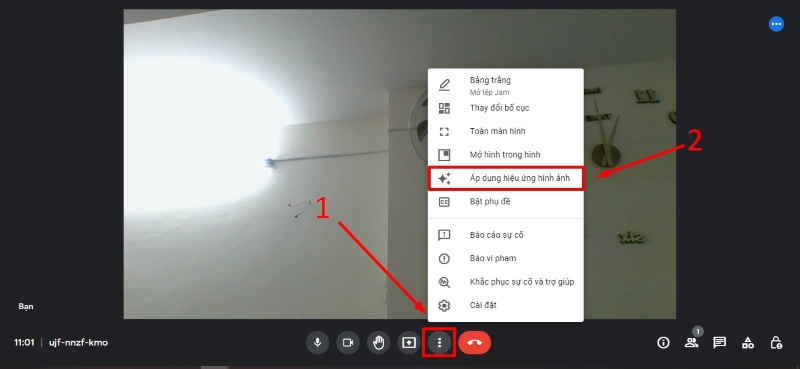 Cách sử dụng filter trên Google Meet trên máy tính