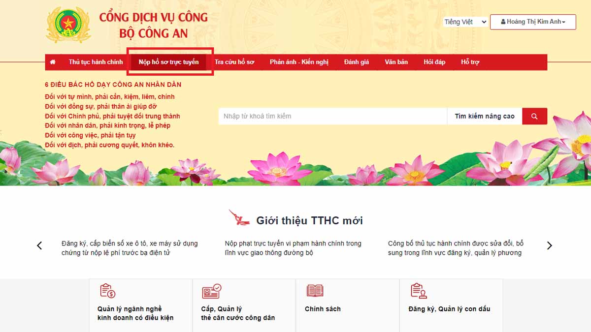 Chọn vào mục Nộp hồ sơ trực tiếp để làm hộ chiếu online