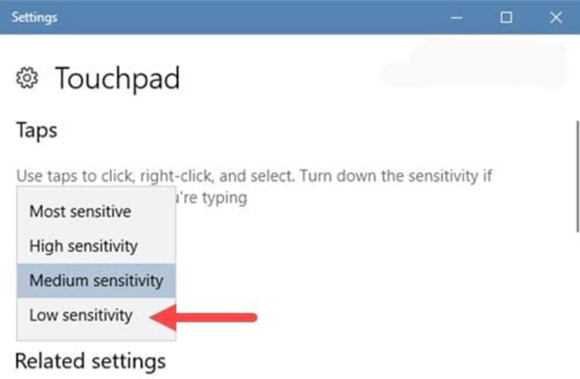 Thử giảm Touchpad Sensitivity
