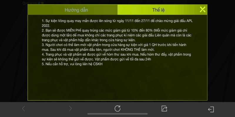 lưu ý sự kiện vòng quay giảm giá liên quân