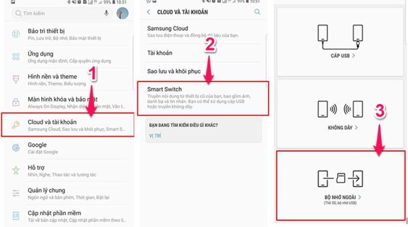 Sao lưu dữ liệu đến thẻ nhớ hay bộ nhớ ngoài qua ứng dụng Smart Switch 