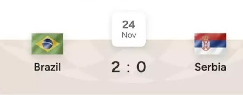 tỉ số Brazil và Serbia 2-0
