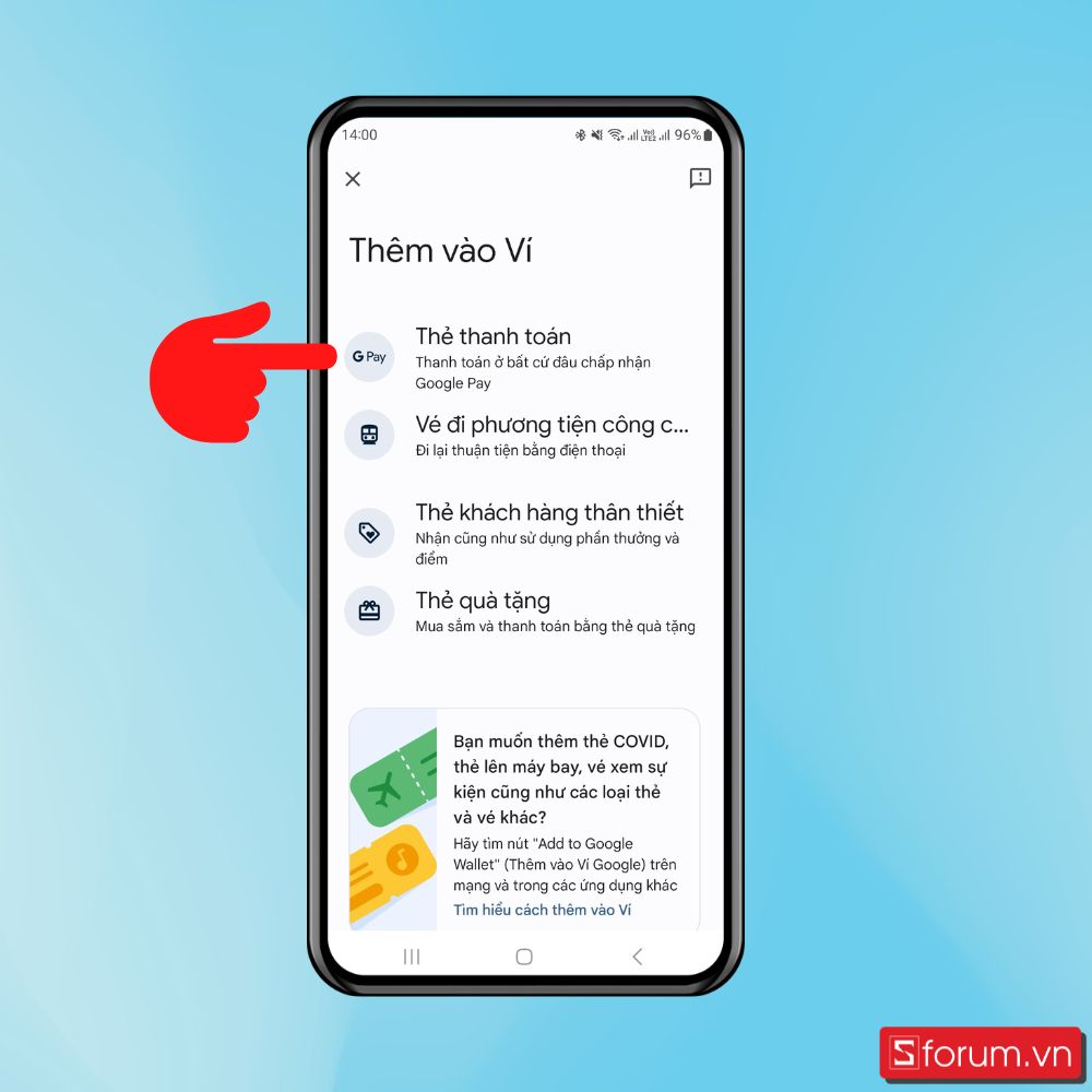Cách thêm thẻ ngân hàng vào ví điện tử Google Pay - Bước 2