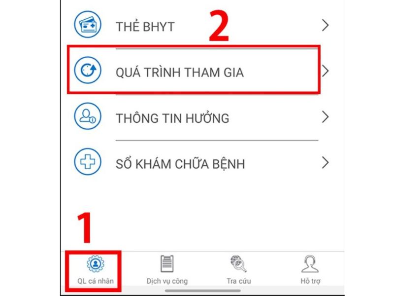 cách sử dụng VSSID tra cứu lịch sử tham gia BHYT bước 1