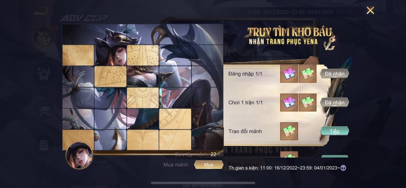 Bước 2 hướng dẫn sự kiện Truy Tìm Kho Báu Liên Quân