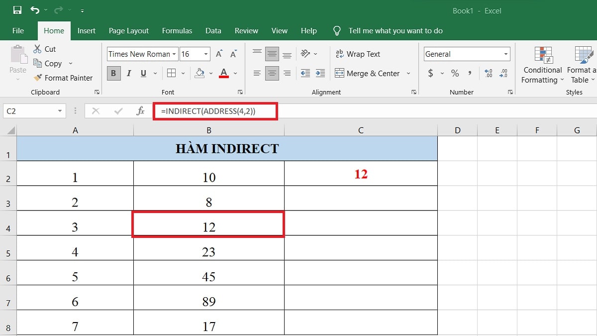 Kết hợp hàm ADDRESS và INDIRECT