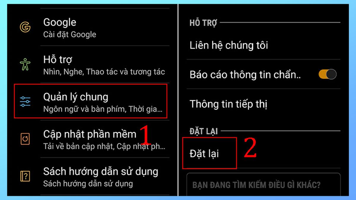 Cách reboot điện thoại Samsung bằng Cài đặt