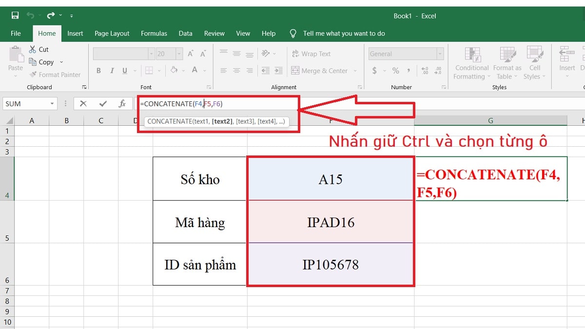 CONCATENATE nối các giá trị trong một mảng