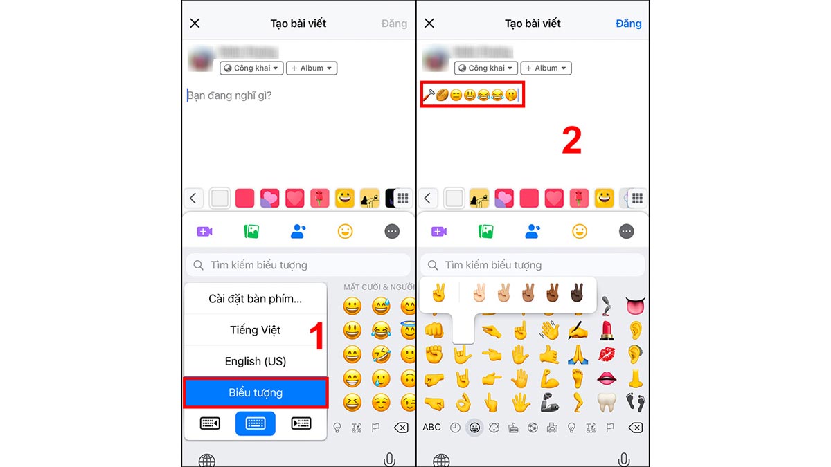 Cách gõ icon FaceBook iOS bước 2