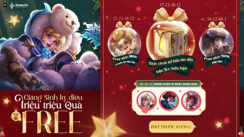 sự kiện Giáng Sinh Kỳ Diệu 2022 nhận skin liên quân free