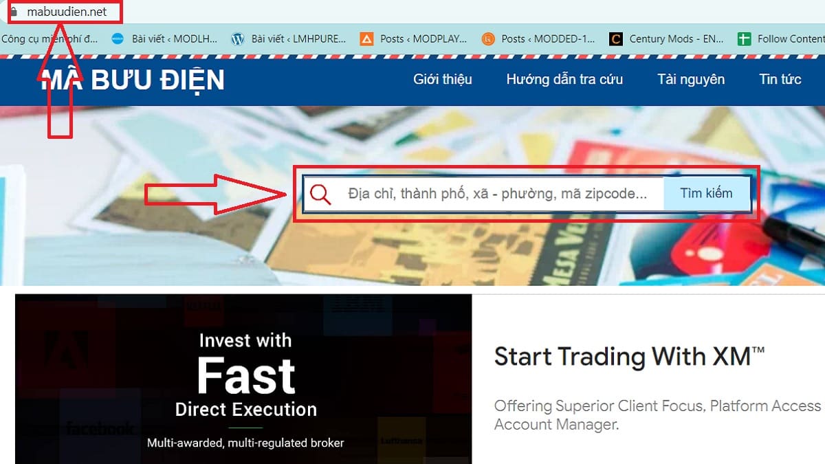 Hướng dẫn cách tra mã bưu chính Ninh Bình online bước 1