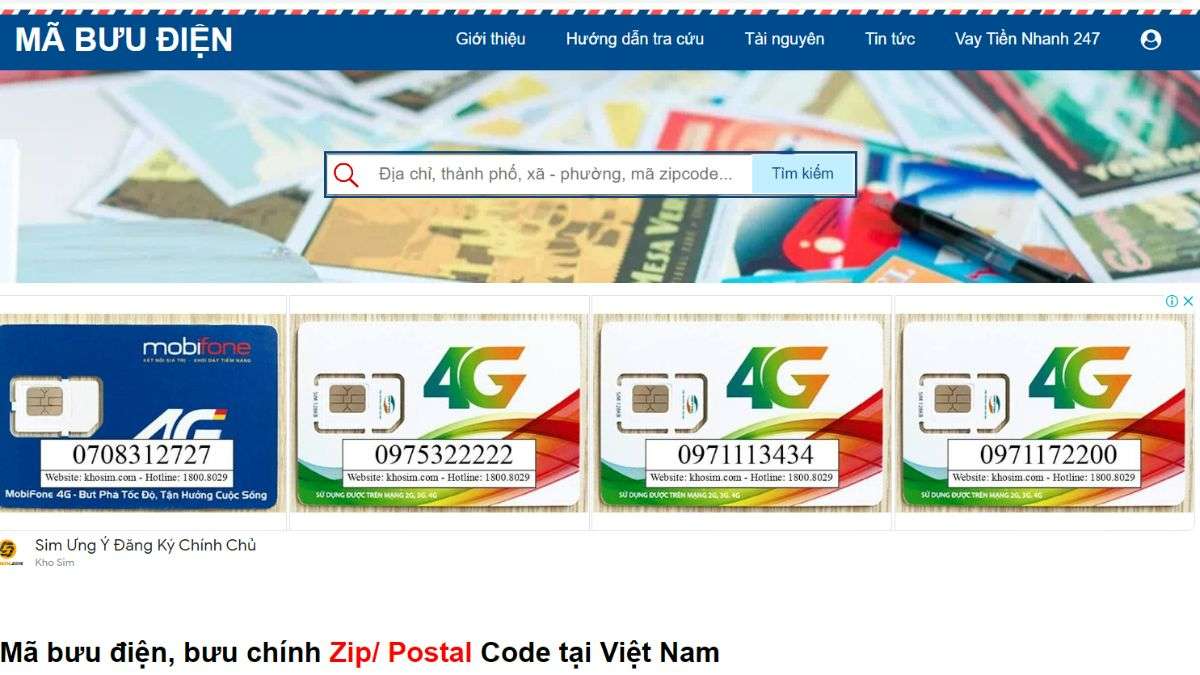 Hướng dẫn tra cứu mã bưu chính Vĩnh Phúc trên Mabuudien.net