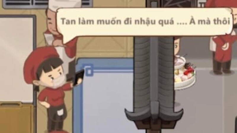 khoảnh khắc nhân viên game Tiệm Lẩu Đường Hạnh Phúc