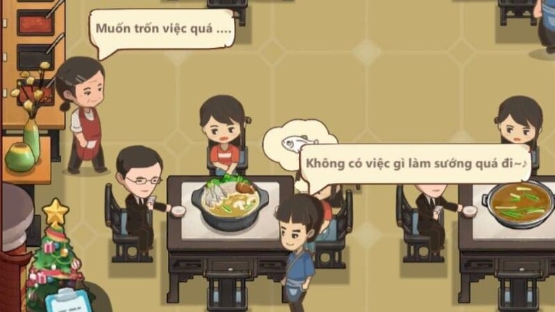 khoảnh khắc nhân viên game Tiệm Lẩu Đường Hạnh Phúc
