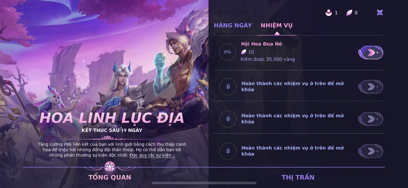 nhiệm vụ thử thách sự kiện Tốc Chiến Hoa Linh Lục Địa
