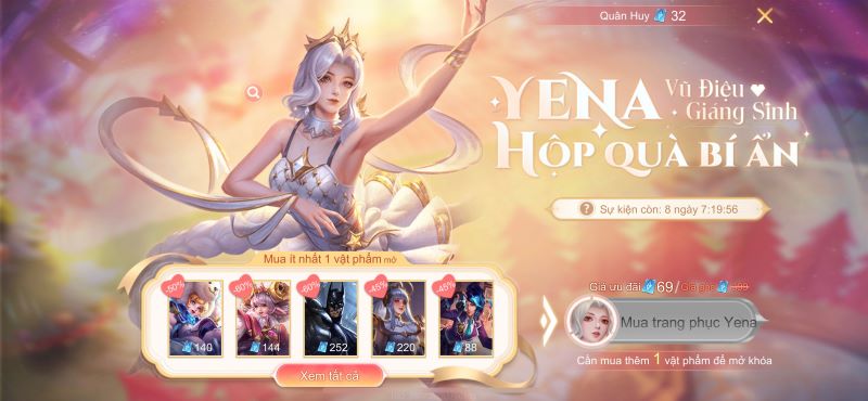 Sự kiện hộp quà bí ẩn Liên Quân Mobile khuyến mãi skin Yena Vũ Điệu Giáng Sinh