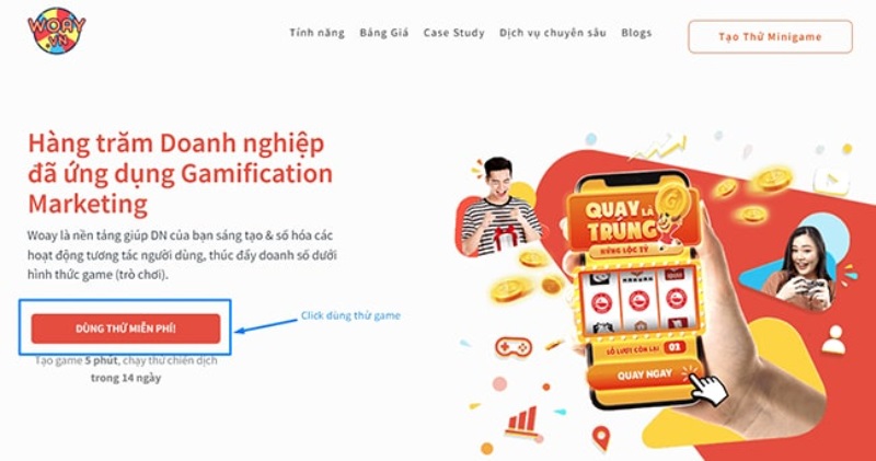 Tạo vòng quay may mắn online với Woay bước 1